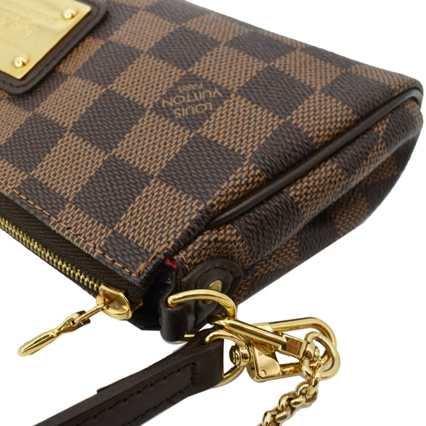 LOUIS VUITTON Eva Pochette Damier Ebene Clutch Crossbody Bag Brown