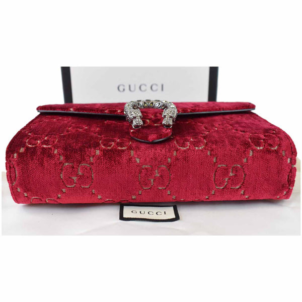 Gucci Dionysus Mini Velvet GG Monogram Wallet red