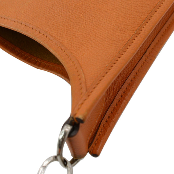 HERMES Evelyne PM Clemence Leather Crossbody Bag Orange