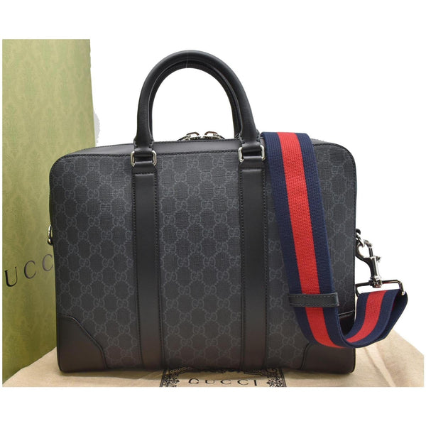 GUCCI Briefcase GG Supreme Canvas Messenger Bag Black 474135