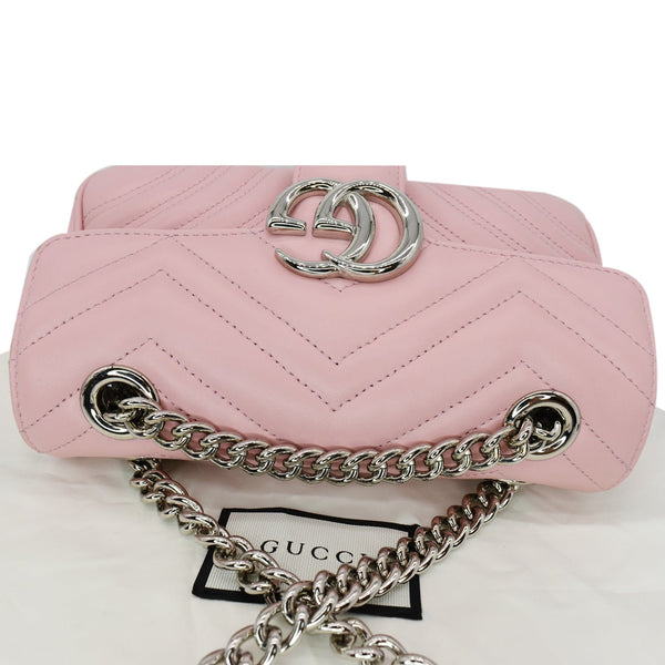 GUCCI GG Marmont Mini Matelassé Leather Shoulder Crossbody Bag Pastel Pink 446744