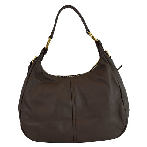 PRADA Vitello Daino Leather Hobo Bag Taupe