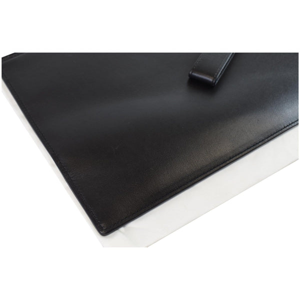 GUCCI Blade Embroidery Leather Wristlet Pouch Black 597678