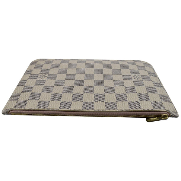 LOUIS VUITTON Neverfull MM Damier Azur Pochette Wristlet Pouch Rose Ballerine