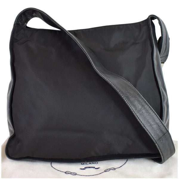 PRADA Nylon Leather Strap Shoulder Bag Black