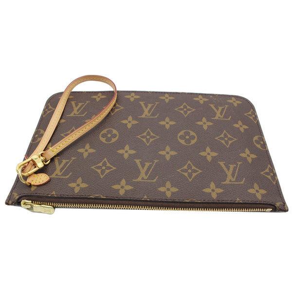 LOUIS VUITTON Neverfull MM Monogram Canvas Pochette Wristlet Pouch Brown
