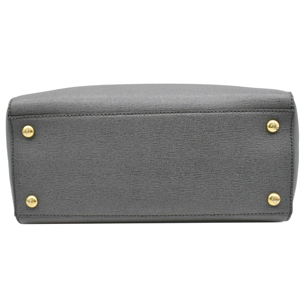 FENDI Petite 2Jours Vitello Elite Leather Tote Shoulder Bag Grey