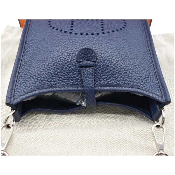 HERMES Evelyne TPM Clemence Leather Crossbody Bag Blue