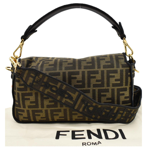 FENDI Mini Baguette Zucca Canvas Shoulder Bag Brown