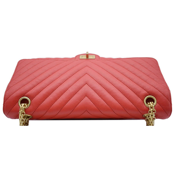 CHANEL 2.55 Reissue Double Flap Chevron Leather Shoulder Bag Red