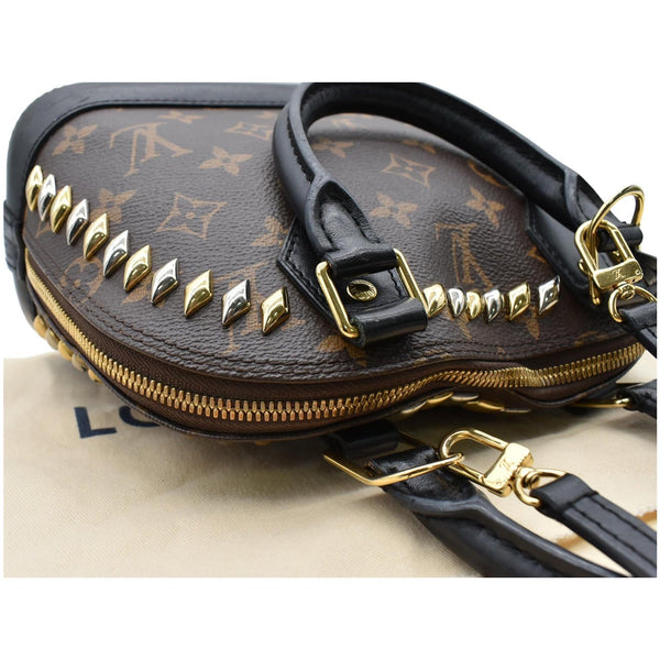 LOUIS VUITTON Studded Alma BB Monogram Macassar Canvas Crossbody Bag Brown