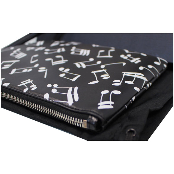 YVES SAINT LAURENT Calfskin Musical Notes Zip Pouch Black - Final Sale