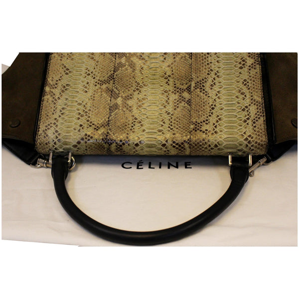 Celine Python and Black Leather Small Trapeze Bag-Strap