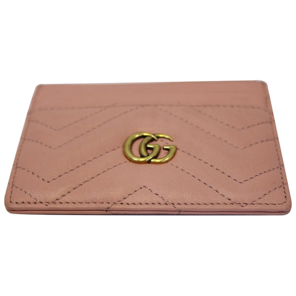 GUCCI GG Marmont Leather Card Case Taupe Pink 443127