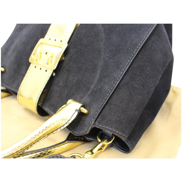 Burberry Tote Bag Leather Suede Snakeskin - Corner