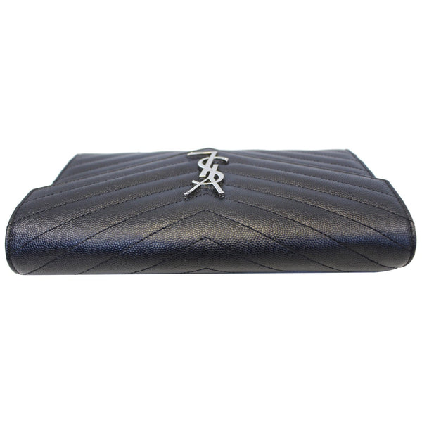 YVES SAINT LAURENT Monogram Grain De Poudre Chain Wallet Black