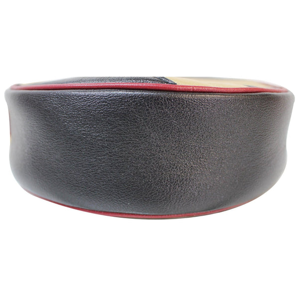 GUCCI Stripe GG Marmont Mini Round Leather Crossbody Bag Black/Beige 550154