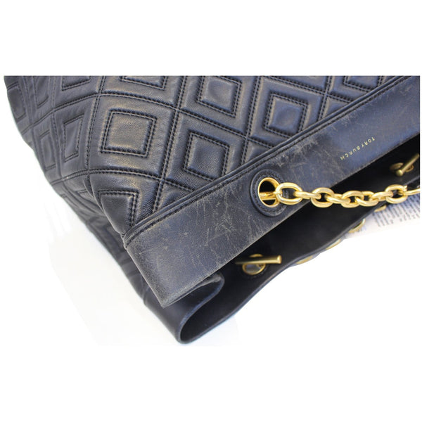 TORY BURCH Large Fleming Black Leather Tote Bag-US