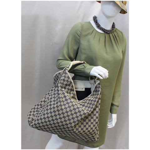 GUCCI Horsebit GG Canvas Large Hobo Bag Blue/White 114900-US