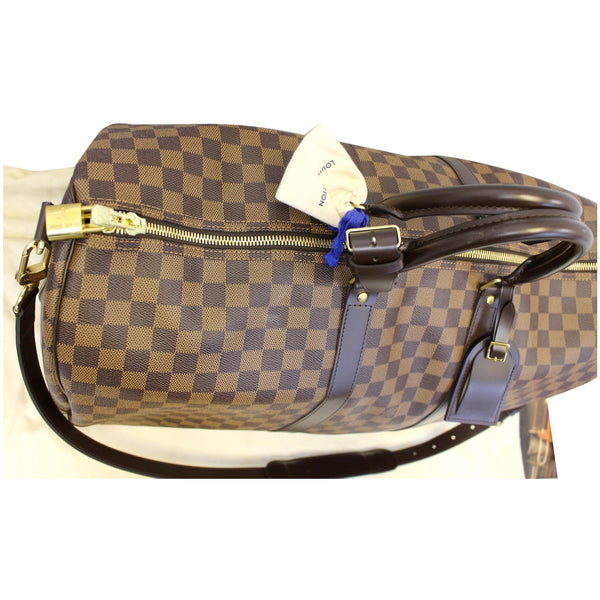 LOUIS VUITTON Keepall 55 Bandouliere Damier Ebene Travel Bag Brown