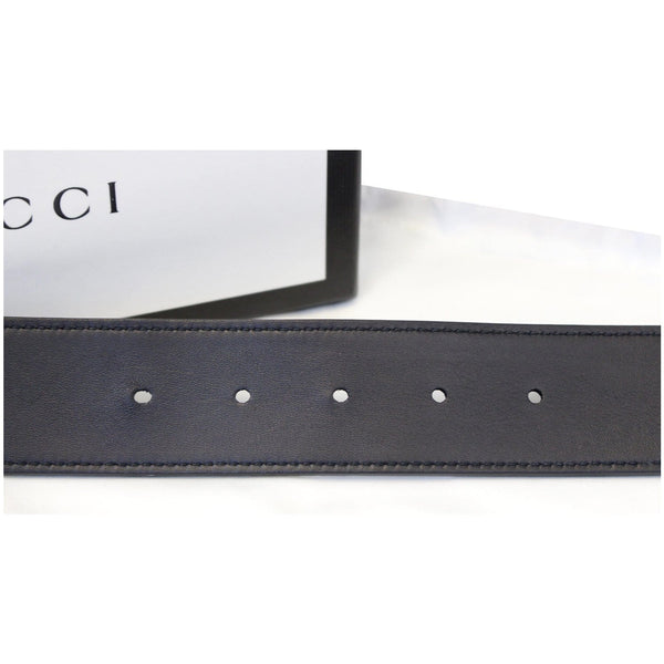 GUCCI Pearl Double G Black Leather Belt Size 100.40 Black