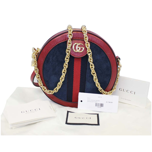 GUCCI Ophidia Mini GG Round Leather Shoulder Crossbody Bag 550618 Red