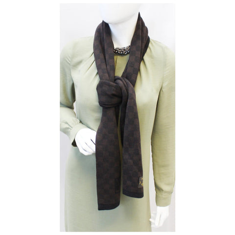 Louis Vuitton Damier Stole Scarf Wool Petit Brown for women