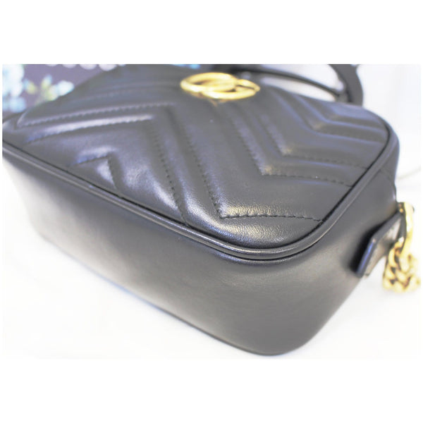 GUCCI GG Marmont Matelasse Mini Leather Crossbody Bag Black 448065