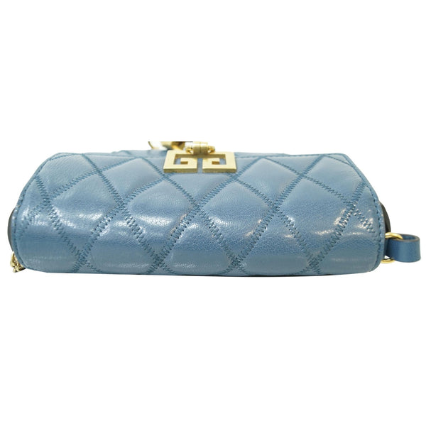 GIVENCHY GV3 Mini Quilted Leather Crossbody Bag Teal Blue