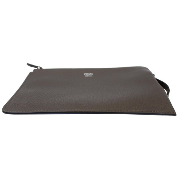 FENDI Leather Wristlet Pouch Charcoal