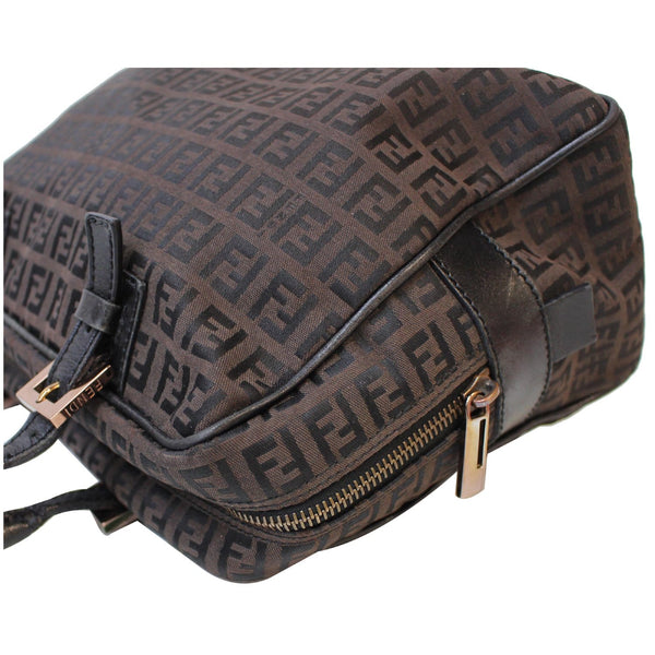 FENDI Top Handle Zucca Fabric Canvas Tote Brown