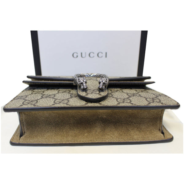 GUCCI Dionysus Super Mini GG Supreme Canvas Shoulder Crossbody Bag Taupe