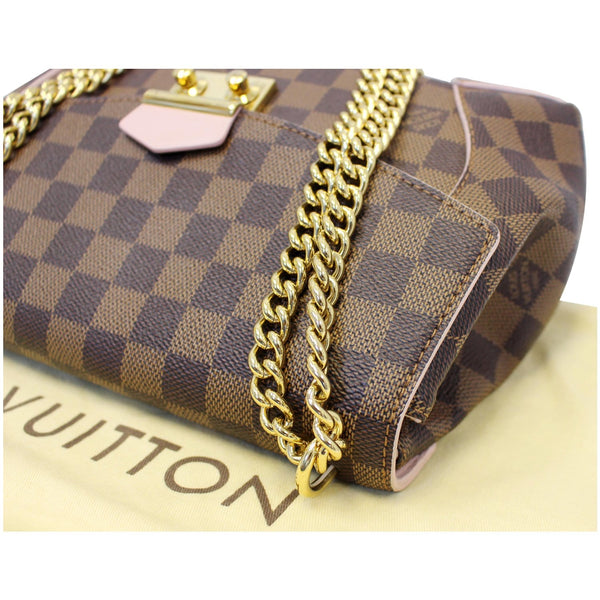 LOUIS VUITTON Caissa Chain Damier Ebene Clutch Shoulder Bag Rose Ballerine