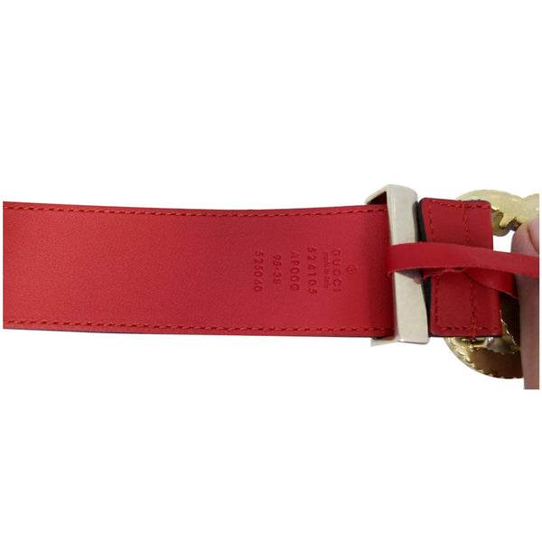 GUCCI Torchon Double G Red Leather Belt Size 95.38-US