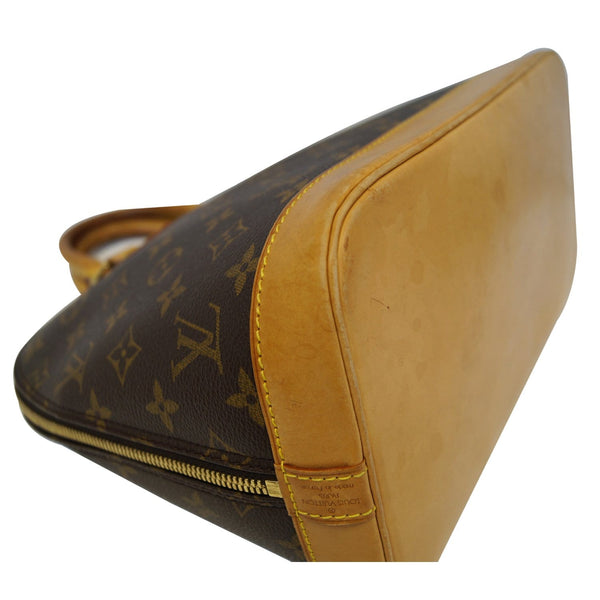 LOUIS VUITTON Alma Monogram Canvas Satchel Bag Brown