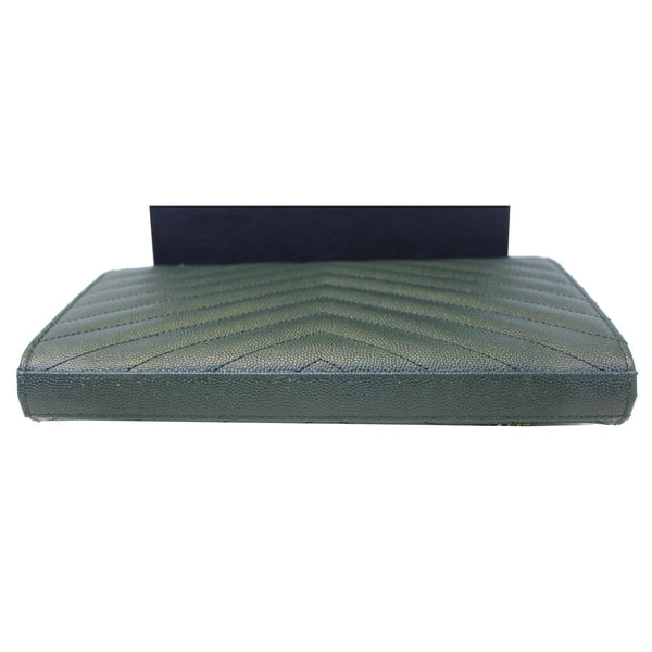 YVES SAINT LAURENT Chevron Grain De Poudre Envelope Chain Bag Olive Green