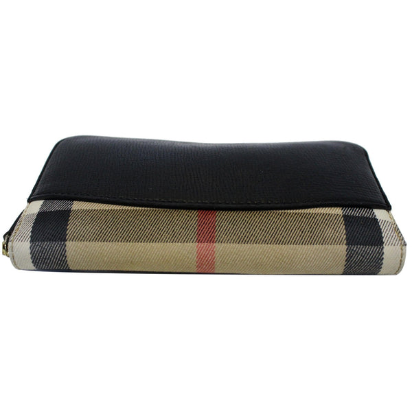 BURBERRY Elmore House Check Calfskin Zip Around Wallet Black-US