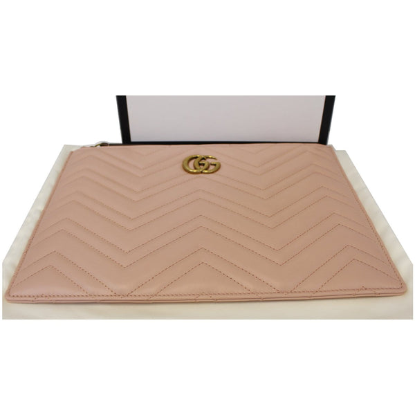 GUCCI GG Marmont Quilted Leather Zip Pouch Bag Pink