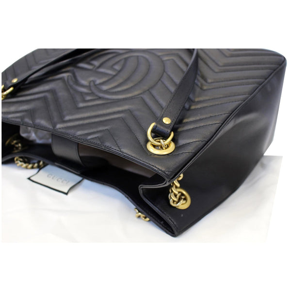 GUCCI GG Marmont Metelasse Medium Quilted Leather Shoulder Bag 453569 Black-US