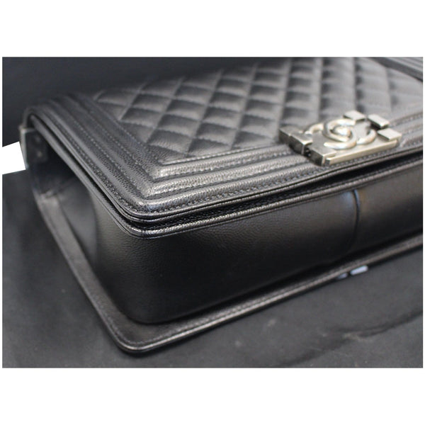 CHANEL Medium Boy Quilted Caviar Leather Shoulder Bag Black