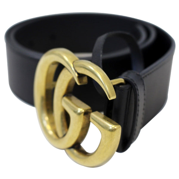 GUCCI Double G Buckle Black Leather Belt 400593