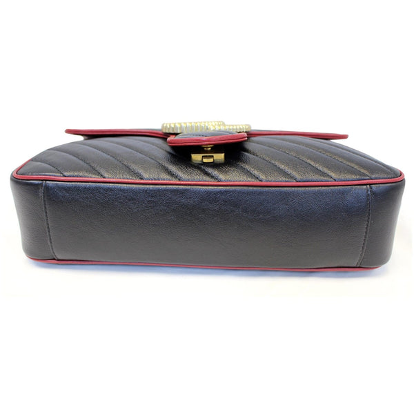 GUCCI GG Marmont Matelasse Leather Shoulder Bag Black/Red 443496