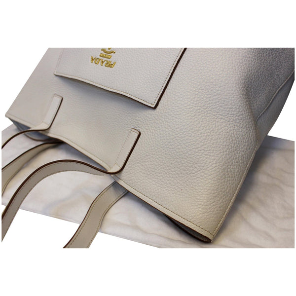 Prada Large Shopper Tote Bag Vitello Daino White exterior