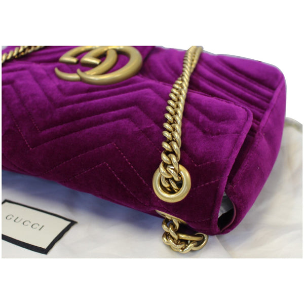 GUCCI GG Marmont Velvet Medium Shoulder Bag Purple 443496