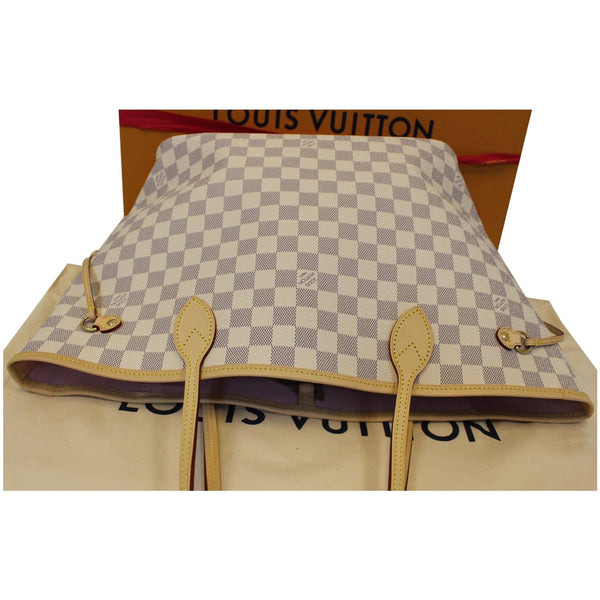 LOUIS VUITTON Neverfull MM Damier Azur Tote Shoulder Bag White