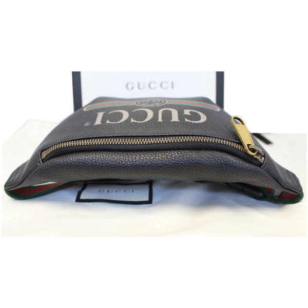 GUCCI Print Leather Black Belt Waist Bum Bag 527792-US
