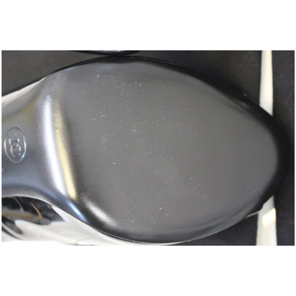 CHANEL Black Leather Open Toe Pumps 39.1/2 Black-US