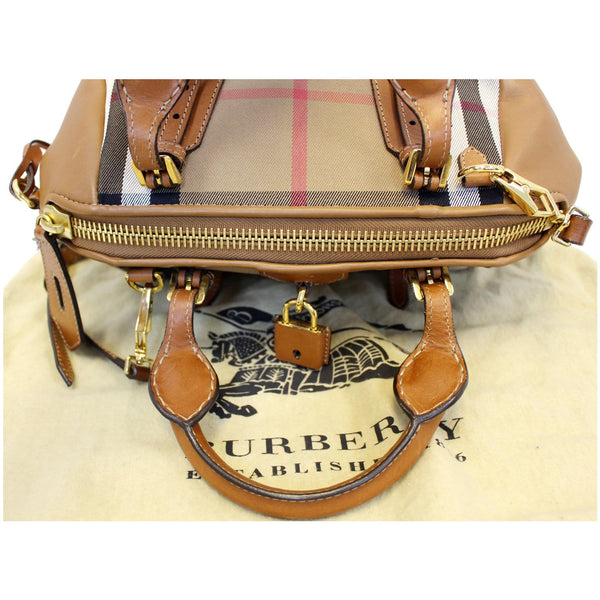 BURBERRY Blaze House Check and Leather Shoulder Bag Brown-US