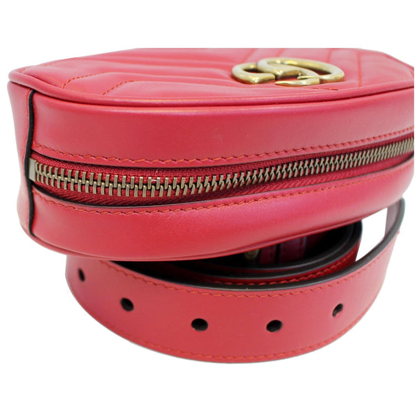 GUCCI GG Marmont Matelasse Leather Belt Bag 476434 Red