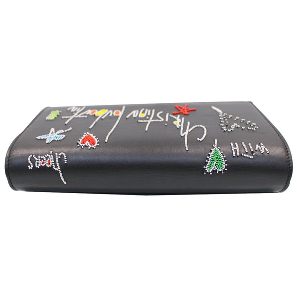 CHRISTIAN LOUBOUTIN Paloma Loubitag Leather Chain Clutch Bag Black